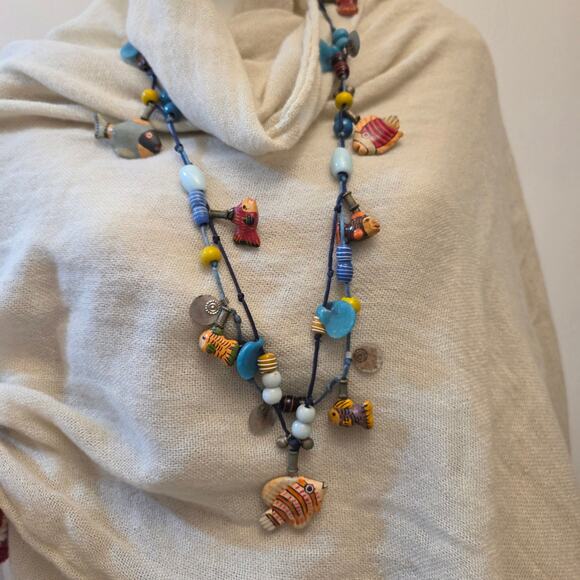 Boho Chic Beaded Statement Necklace - Vintage Inspired Multi-Strand Jewelry - Picture 2 of 5